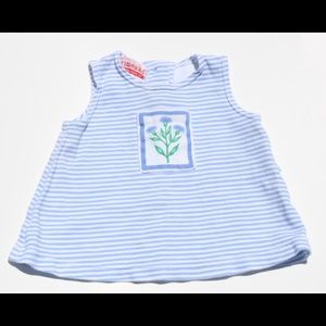 Blue Tank With Floral Appliqué